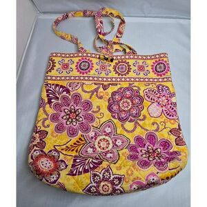 Vera Bradley Floral Quilted Tote Bag fairycore boho Bali Gold